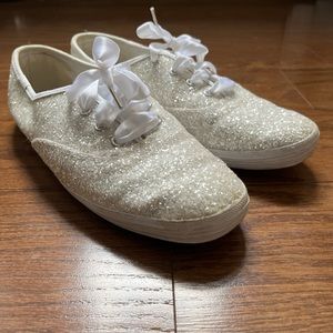 Kate Spade White Glitter Shoes